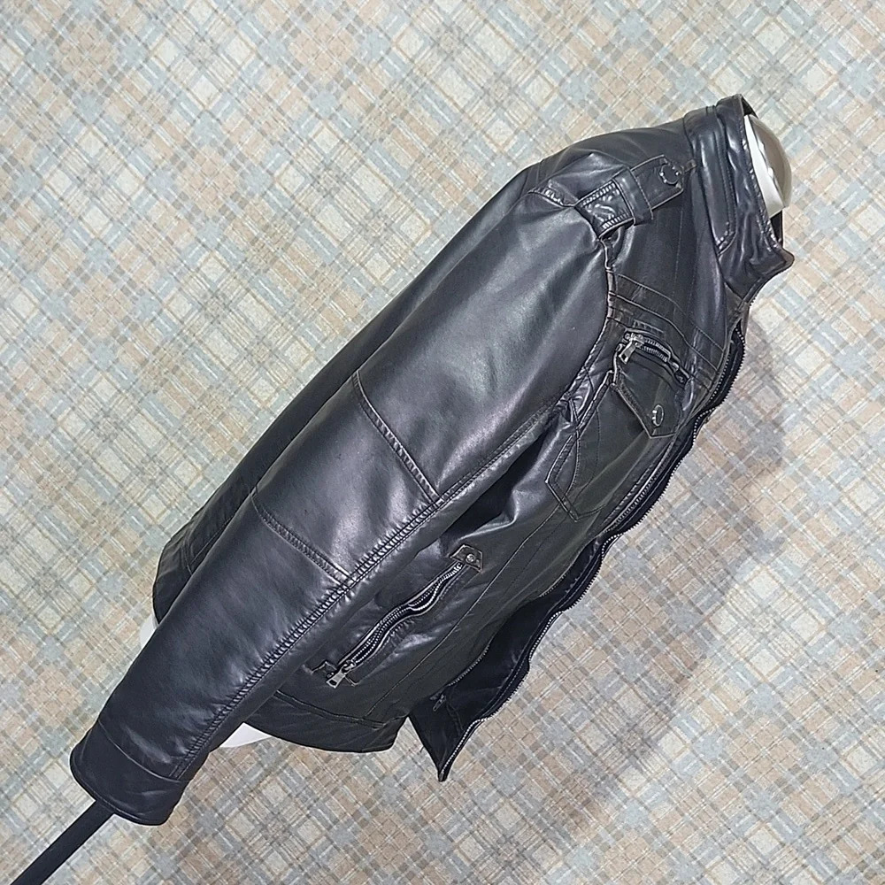 Ameri Mode Faux Leather Biker USA Jacket Size Sma… - image 9